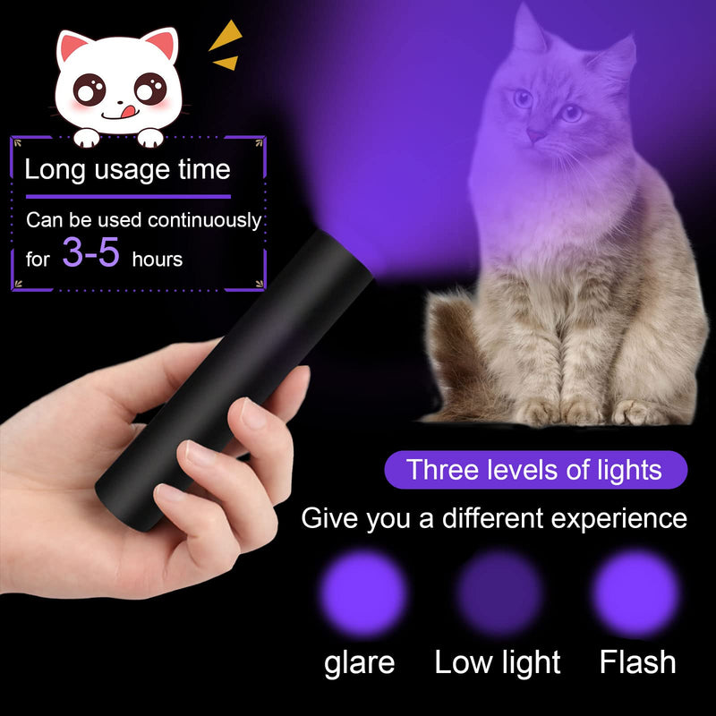 HUHKOUAE 365nm UV Flashlight Black Light,Portable Handheld USB Rechargeable Cat Ringworm Detector lamp,for Dog Cat Care and Resin Curing,Anti-counterfeiting Identification and Analyzing Skin - PawsPlanet Australia