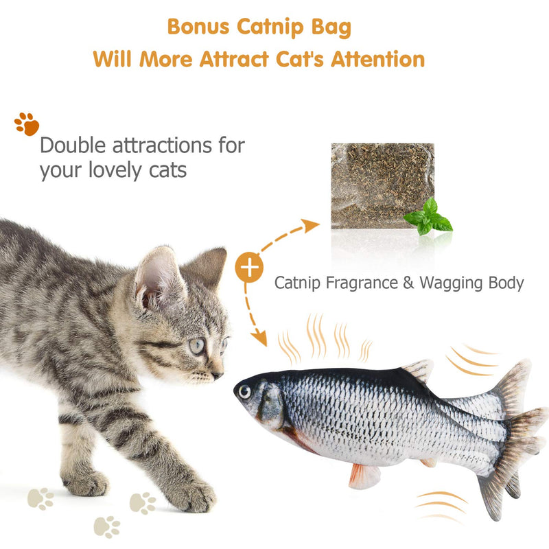 Floppy Fish Cat Toy, Moving Fish Toy for Cats, Interactive Flopping Cat Kicker Fish Toy, Dancing Wiggle Fish Catnip Toys, Electric Realistic Funny Flipping Catfish Toy for Cat Exercise - PawsPlanet Australia