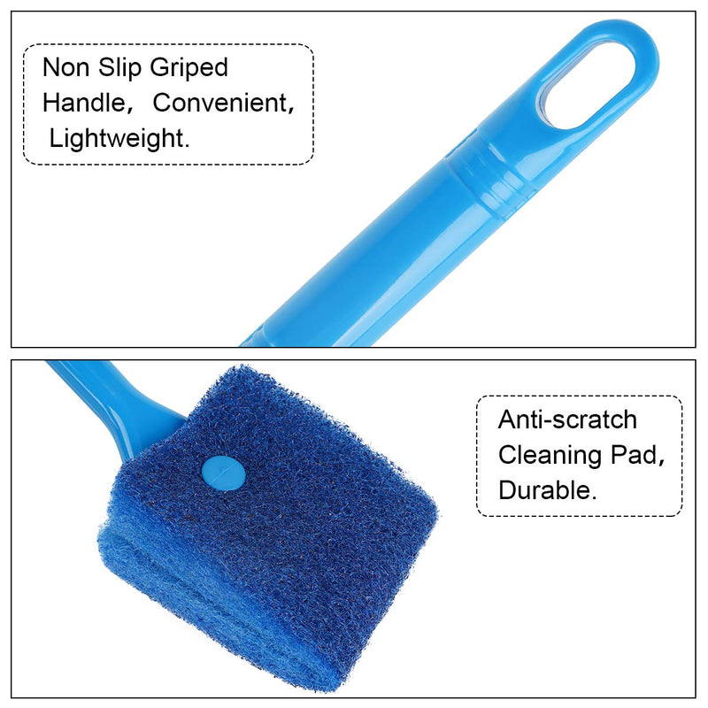 [Australia] - Ailinda Double-Sided Fish Tank Aquarium Cleaning Sponge Brush with Non-Slip Handle Blue 