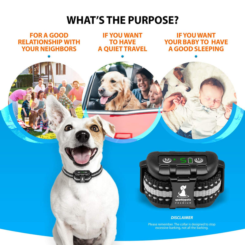 [Australia] - Smart Rechargeable Humane Bark Collar – Anti Barking Dog Collars with Beep Vibration, No Harm Shock, 5 Sensitivity Levels – Adjustable for Large, Medium or Small Dogs – Smart Q9 Bark Control Device 