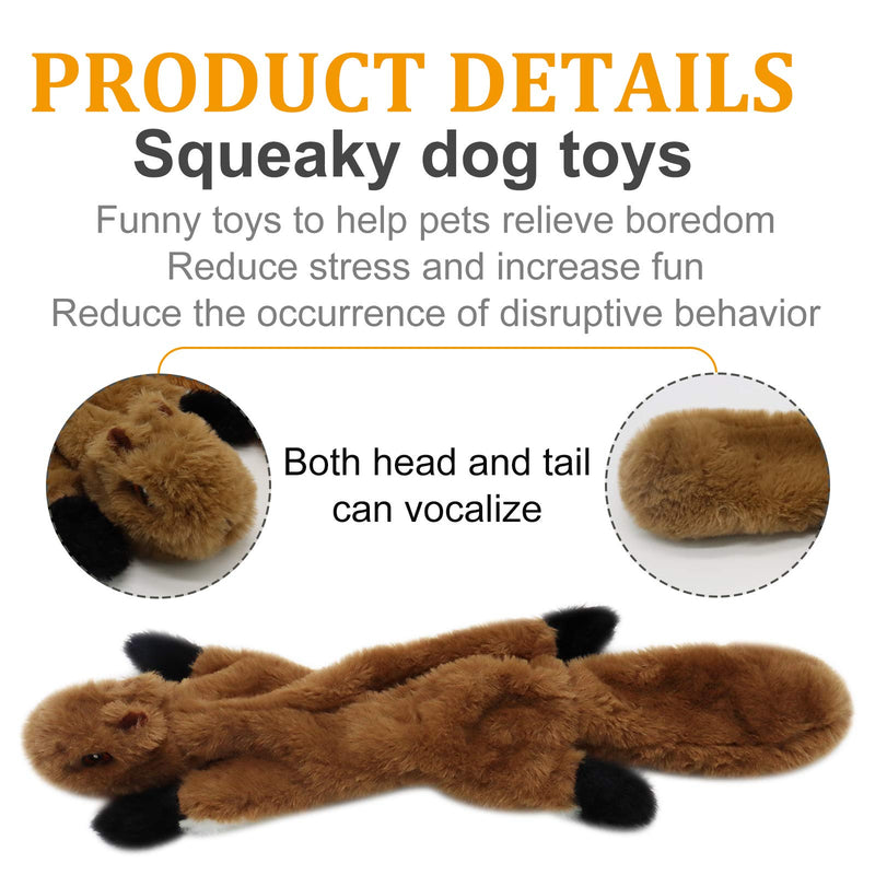 TUAKIMCE No Stuffing Dog Toy, 2 Pack Stuffing Free Dog Chew Toys Set with Squirrel and Raccoon Plush Squeaky Plush Dog Chew Toys for Medium and Large Dogs - PawsPlanet Australia
