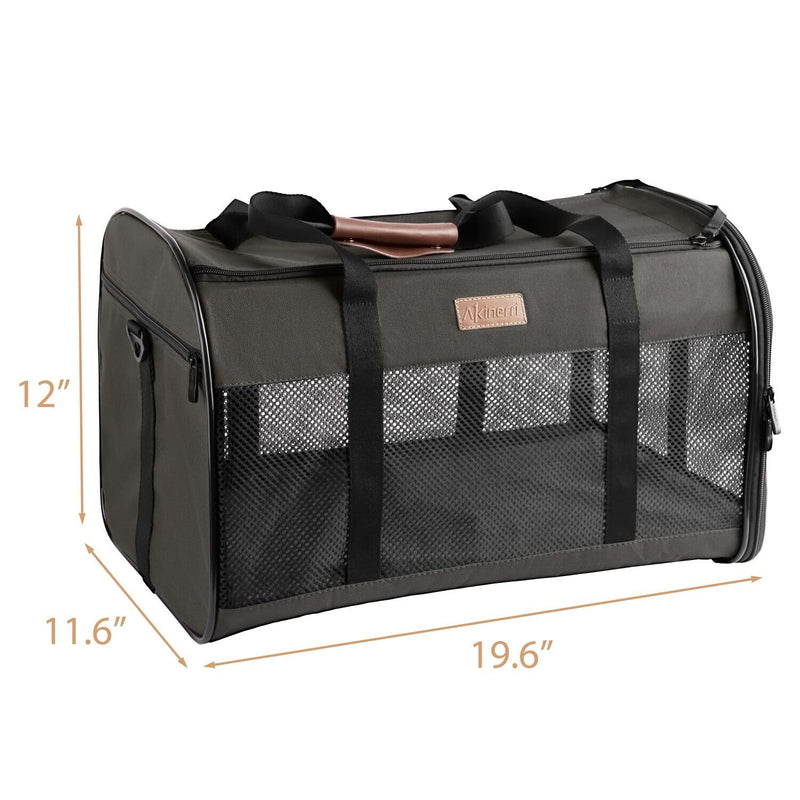 [Australia] - Akinerri Airline Approved Pet Carriers,Collapsible Soft Sided Pet Travel Carrier for Dogs and Cats Large Grey 