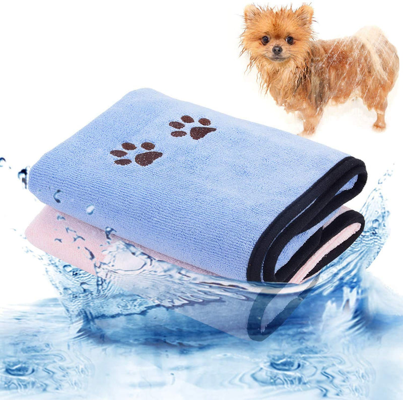 TAIYUNWEI Towels for Pets, 2PCS Quick Drying Pet Bath Towels, Microfiber Pet Towels|Absorbent Towels for Dogs|Quick Drying Towel for dog and Cat, Great for Small/Medium Animals - PawsPlanet Australia