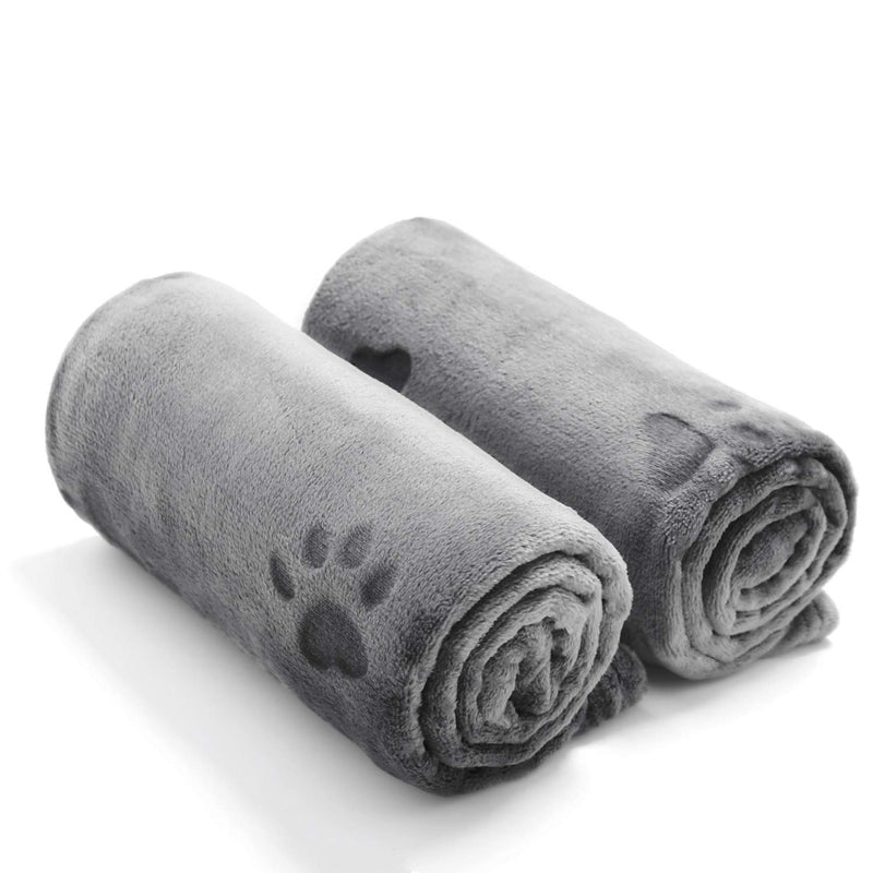 [Australia] - YINXUE 2 Pack Soft Pet Flannel Blanket with Cute 3D Paw Design, 30" x 40" Warm Dog Cat Sleep Mat Bed Cover 30*40Inch Grey 