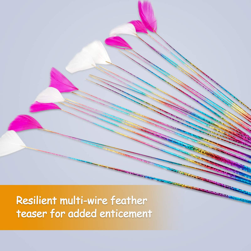 [Australia] - ZooZoo Cat Toy 20" Interactive Feather Jingling Bell Teaser Wand 3-Pack, Flexible Multi-Wire Pet Stimulate Active Play Motion Sound Attention Health Happy Kitten Exercise Fun Hunter Instinct Entertain 