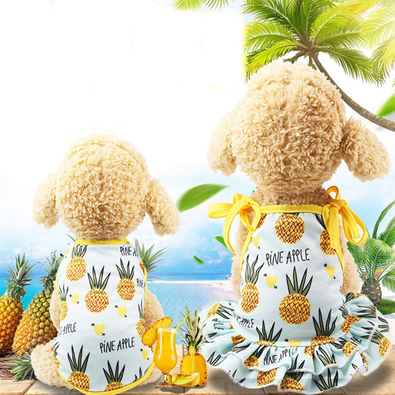BBEART Pet Clothes,Lovely Summer Fruit Dog T-Shirt Puppy Clothes Dog Skirt Dress Cats Clothes for Small Dogs Cats Puppy XS--Back Length 20cm Pineapple Skirt - PawsPlanet Australia
