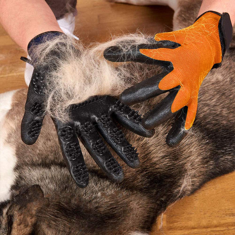 Furrykid Pet Grooming Gloves - Pet Hair Remover Gloves Premium Deshedding Gloves for Easy, Mess-free Grooming of Dogs, Cats, Rabbits & Horses with Long/Short/Curly Fur - 1 Pair - PawsPlanet Australia