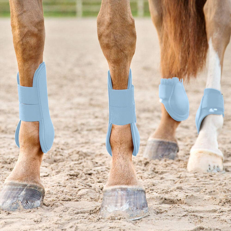 HORZE Chicago Adjustable Horse Tendon Boots - Protective, Lightweight, Open Front Boots for Jumping, Trail Riding, and Turnout (Sold in Pairs) Cashmere Blue - PawsPlanet Australia
