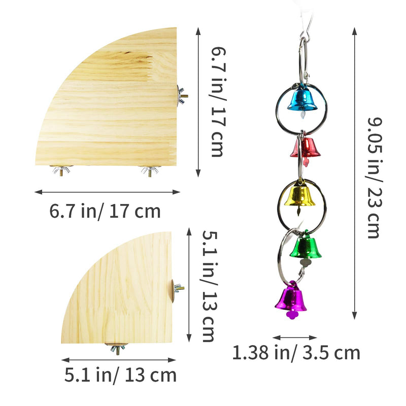 2 Pieces Bird Perch Platform Stand with Bell Wood Perch Bird Playground Exercise Toy Hamster Rest Platform and Training Toy for Parakeet Gerbil, Cockatiel, Conure, Budgie, Rat Mouse, Chinchilla - PawsPlanet Australia