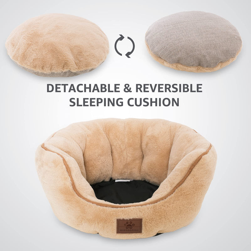 Cat Beds for Indoor Cats Small Dog Bed Cuddler Dog Bed Calming Dog Bed Donut Soft Anxiety Cozy Pet Bed Puppy Beds for Small Medium Dogs Washable Round in Grey Color WINDRACING PET Beige - Luxury Oval Cat Bed - PawsPlanet Australia