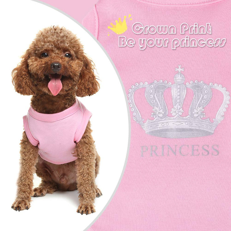 EXPAWLORER Prince Fashion Pet T-Shirt Small Dog Cat Vest Clothes Puppy Costumes for Chihuahua Yorkshire Terrier X-Small Light Pink - PawsPlanet Australia