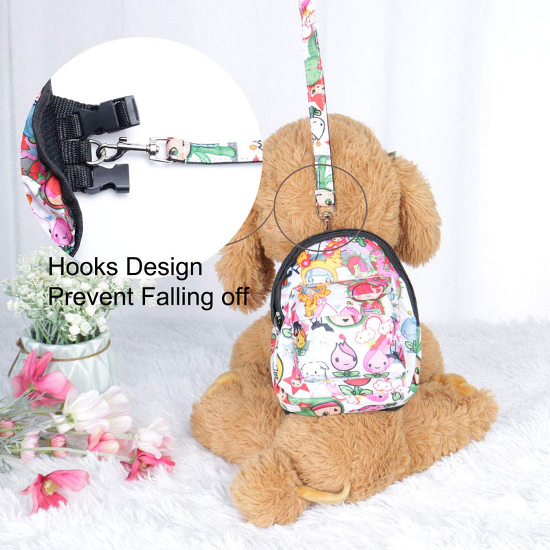 [Australia] - uxcell Dog Backpack Adjustable Straps Cartoon Printed Puppy Pet Carrier Holder Bag with Leash Rope for Outdoor Hiking Camping #4 S 