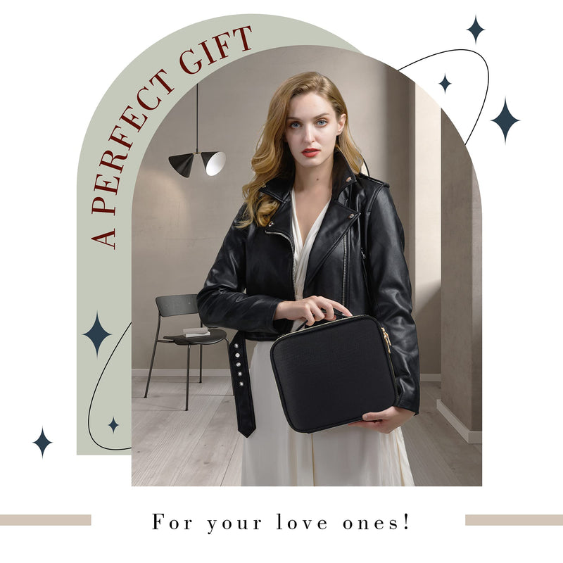 Joligrace Makeup Bag Cosmetic Case Vanity Travel Beauty Box Make Up Train Case Hairdressing Tools Organiser with Adjustable Compartment Oxford Fabric, Black - PawsPlanet Australia