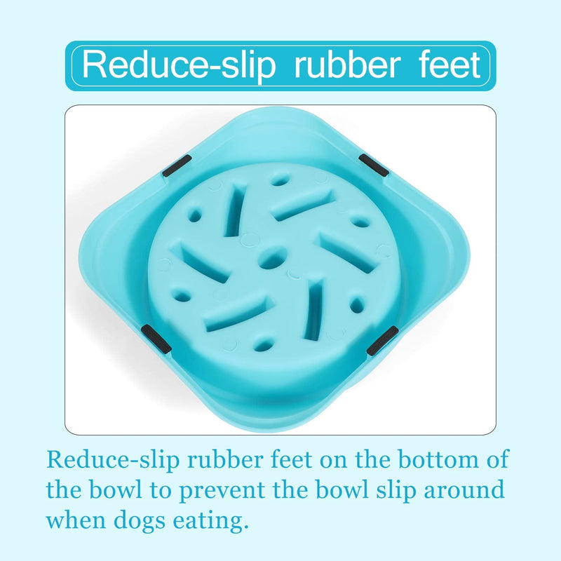 JASGOOD Dog Feeder Slow Eating Pet Bowl Eco-Friendly Durable Non-Toxic Preventing Choking Healthy Design Bowl for Dog Pet Slow Feeder A-Blue Small-Horizontal - PawsPlanet Australia