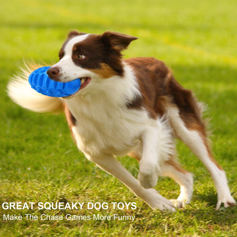 Funow Dog Chew Toys Durable Squeaky Dog Toys Undestructable Rubber Ball for Extreme Chewers Boredom Strong Tough Training Teething Dogs Gift Nearly Indestructible for Medium and Large Breed (Blue) Blue - PawsPlanet Australia