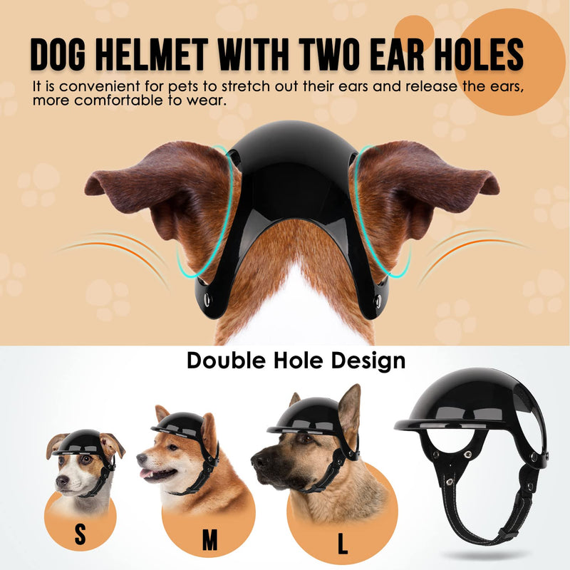 SlowTon Dog Helmet and Goggles for Small Dogs - UV Protection Doggy Sunglasses Dog Glasses Pet Motorcycle Helmet Hat with Ear Holes Adjustable Belt Safety Hat for Puppy Riding (Black, Small) - PawsPlanet Australia