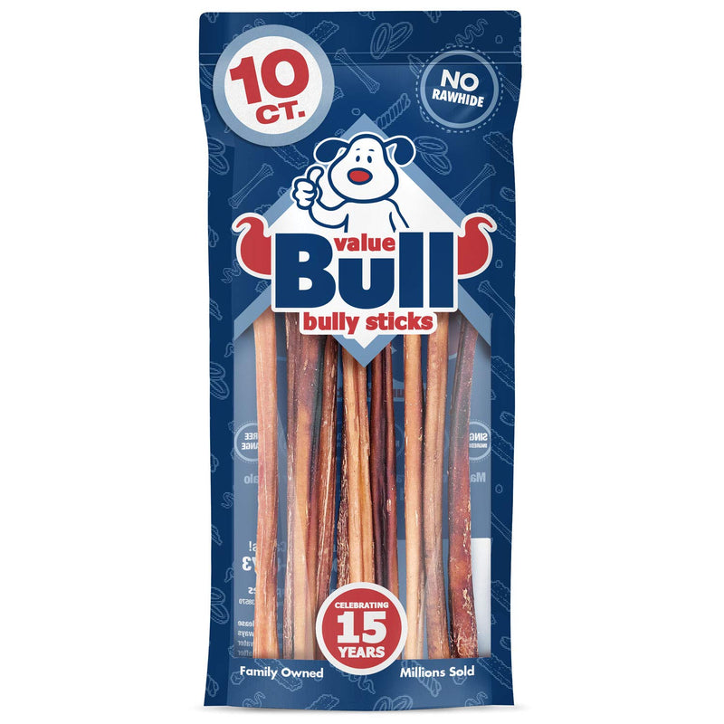 [Australia] - ValueBull Premium Bully Sticks, Thin 12 Inch, 10 Count - All Natural Dog Treats, Angus Beef Pizzles, Rawhide Alternative 