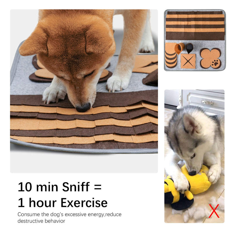 Furpaw Dog Snuffle Mat, Washable Pet Snuffle Mat Dog Puzzle Toys, Fun Foraging Interactive Dog Game Toy for Relieve Boredom – Brown - PawsPlanet Australia