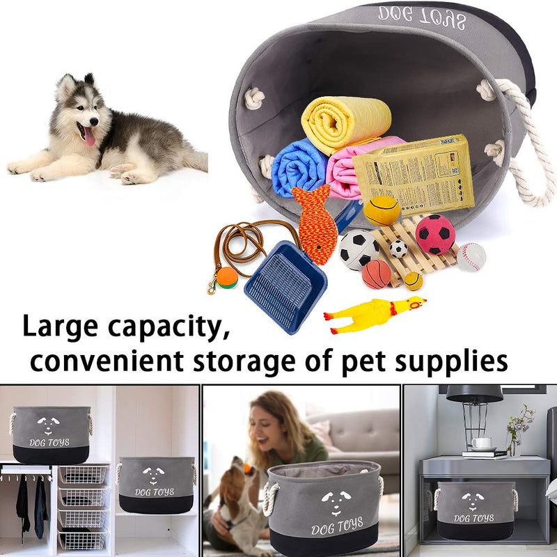 YANGDD Dog Toys Storage Bins, Pet Toy and Accessory Storage Basket, Foldable Felt Dog Toy Storage Basket Box for Organizing Pet Toys, Blankets, Leashes and Food - Grey - PawsPlanet Australia