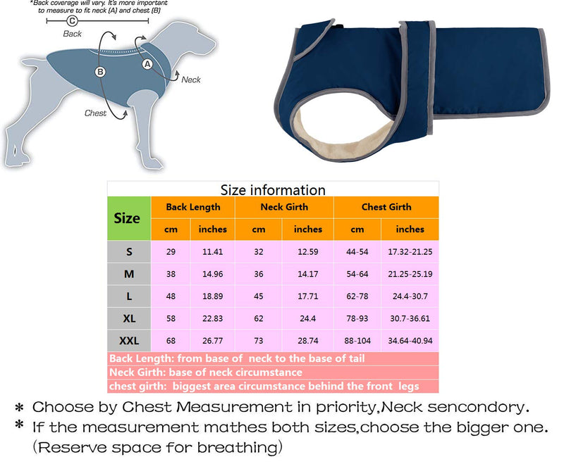 Kismaple Reflective Dog Coat Warm Fleece Lining Cozy Dog Jacket for Winter Cold Weather Outdoor Waterproof Dog Apparel Clothes for Puppy Small Dogs (S Chest: 17.32"- 21.25", Blue) S - PawsPlanet Australia