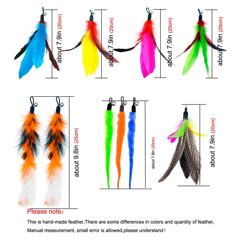 TIENAILING Cat Feather Toy 1PCS Interactive Cat Wand Toys and 10PCS Worms Bird Feathers Refill Cat Feather Teaser Wand Toy for Kitten Cat Having Fun Exercise Playing - PawsPlanet Australia