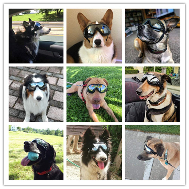 Dog Goggles Medium or Large Dog Sunglasses Anti-UV Waterproof Windproof Glasses Dog Eyewear for Long Snout Dogs Silver - PawsPlanet Australia