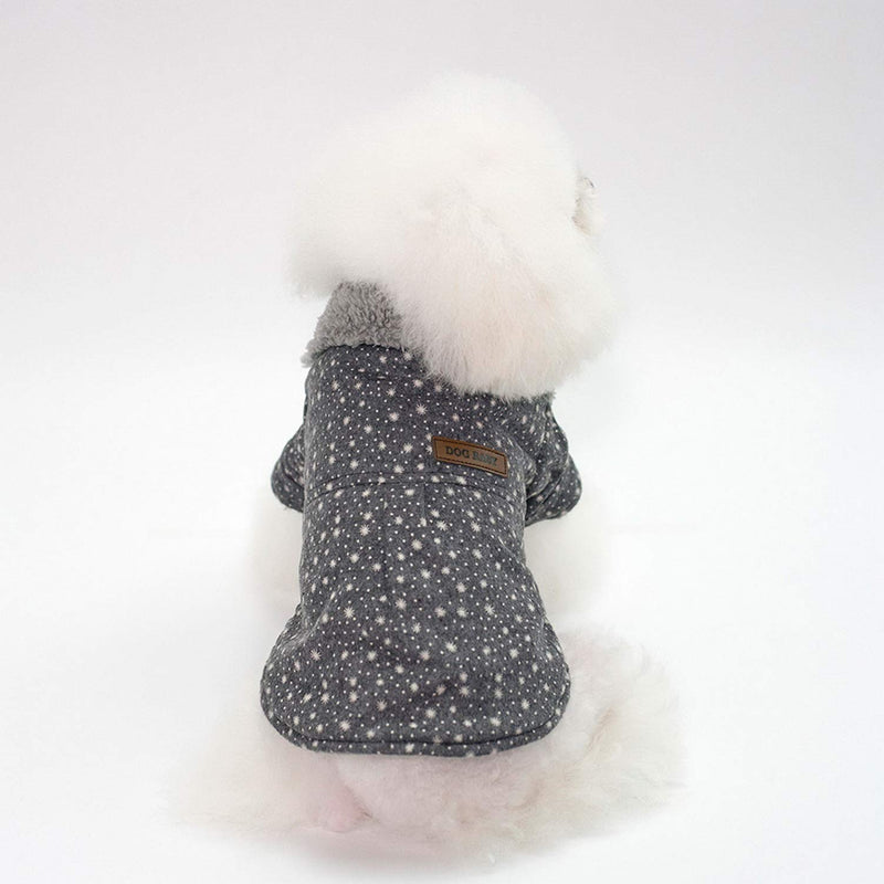 SMALLLEE_LUCKY_STORE Sweet Style Stars Dog Cat Jumper Sweater Jacket Fleece Lined Winter Girls Chihuahua Clothes for Small Dogs Grey XL mini-XL(Chest:47cm;Back:35cm) - PawsPlanet Australia