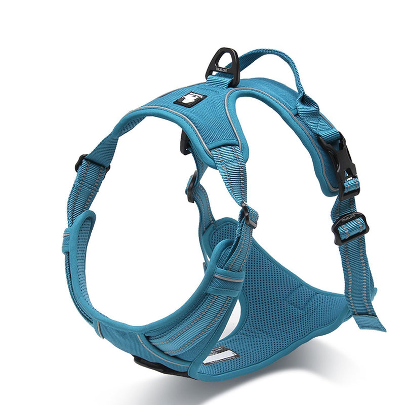 Tineer Reflective Nylon Large pet Dog Harness 3M Reflective Vest with Handle All Weather Dog Service Padded Adjustable Safety Vehicular leads for Dogs Pet (S, Sky Blue) S - PawsPlanet Australia