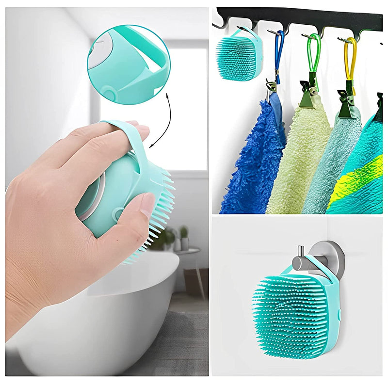 Taicols Pack of 3 pet massage brushes for dogs, shower brush silicone, super soft silicone bath brush, bath brush with shampoo dispenser for dogs, cats, silicone massage, bath brush for pet shower - PawsPlanet Australia