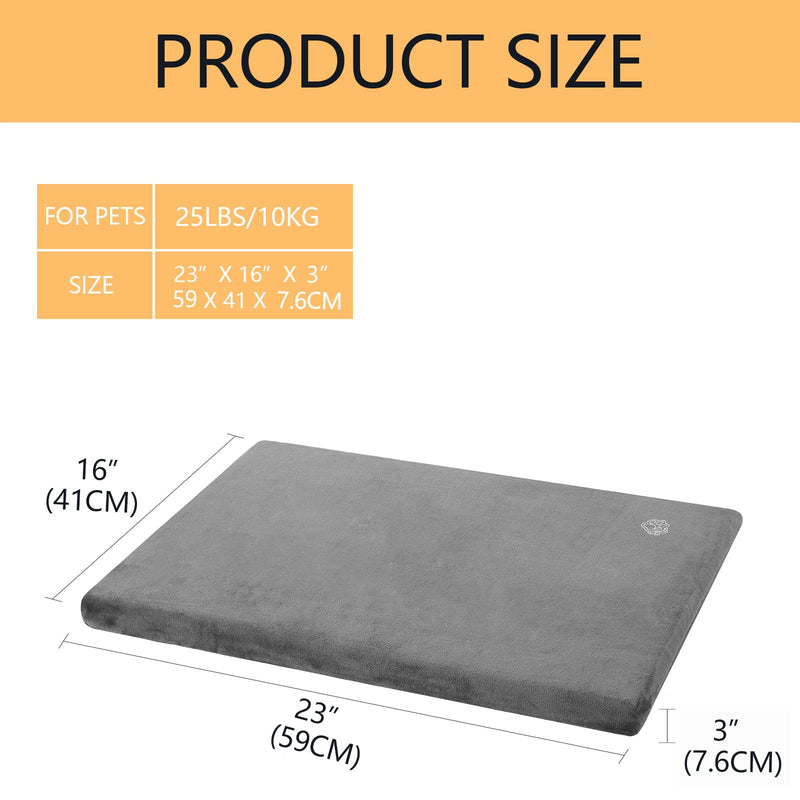 EMPSIGN Stylish Dog Bed Mat Dog Crate Pad Mattress Reversible (Cool & Warm), Water Proof Linings, Removable Machine Washable Cover, Firm Support Pet Crate Bed for Small to XX-Large Dogs, Grey S(23"*16"*3") - PawsPlanet Australia
