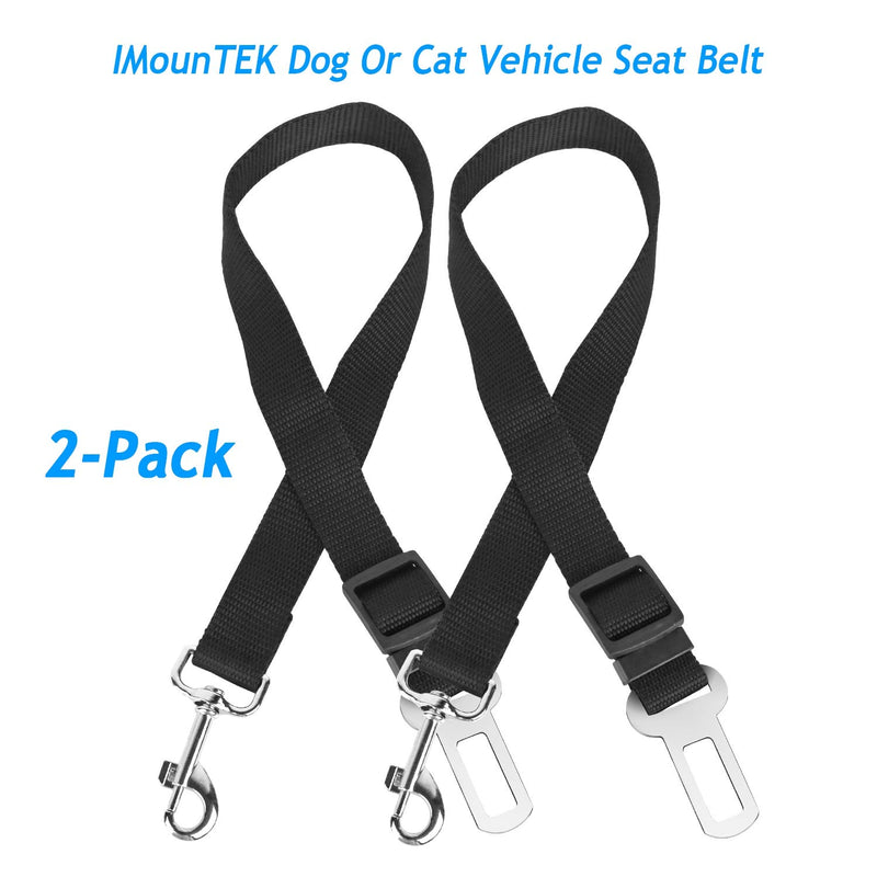 [Australia] - iMounTEK 2 Pack Adjustable Tangle Free Pet Safety Vehicle Seat Belt Lead Harness for Dogs & Cats, Metal Buckle & D-Ring Design 