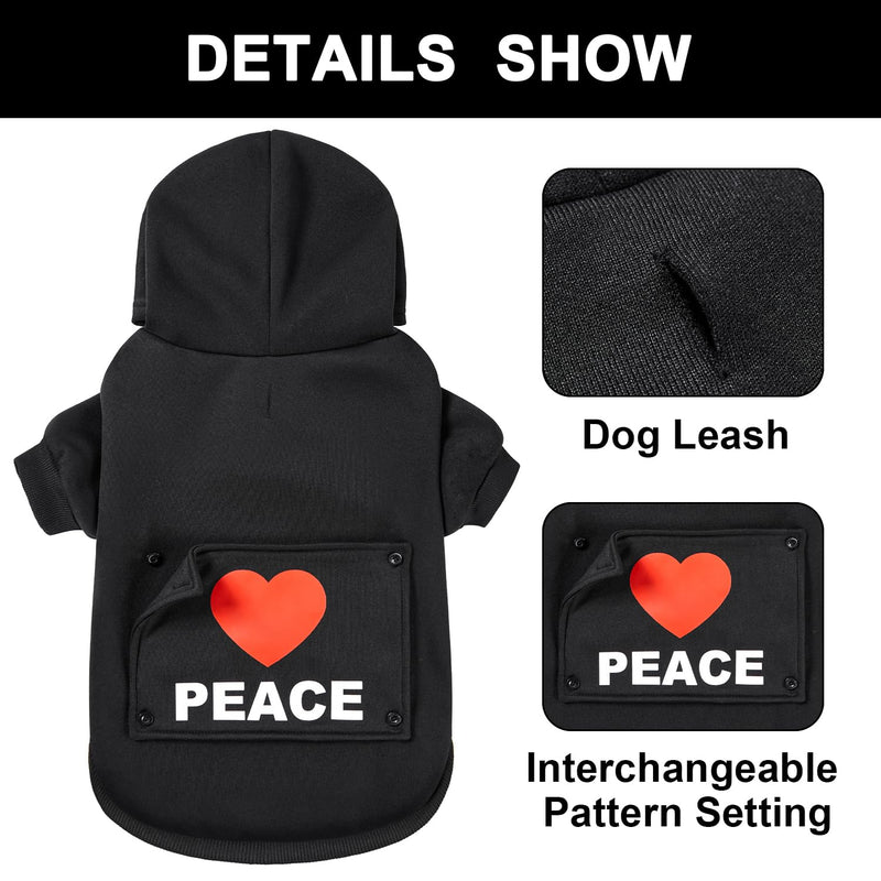 GreenJoy Magic Dog Hoodie with 4 Interchangeable Patterns - Dog Sweater Cold Weather Dog Coat Hooded Sweatshirt for Puppies,Cats, Small Medium Large Dogs (X-Large, Black (Letter Print A)) X-Large Black (Letter Print A) - PawsPlanet Australia