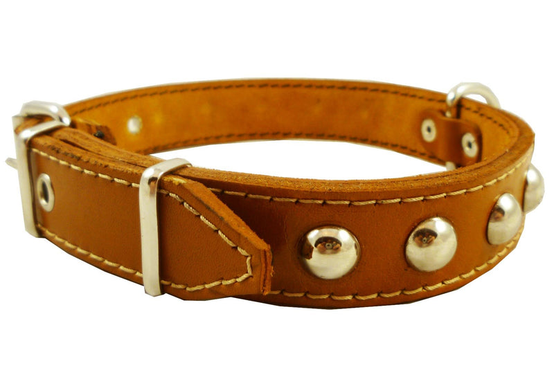 [Australia] - Genuine 1" Wide Thick Leather Studded Dog Collar. Fits 14"-17" Neck, Medium Breeds. 