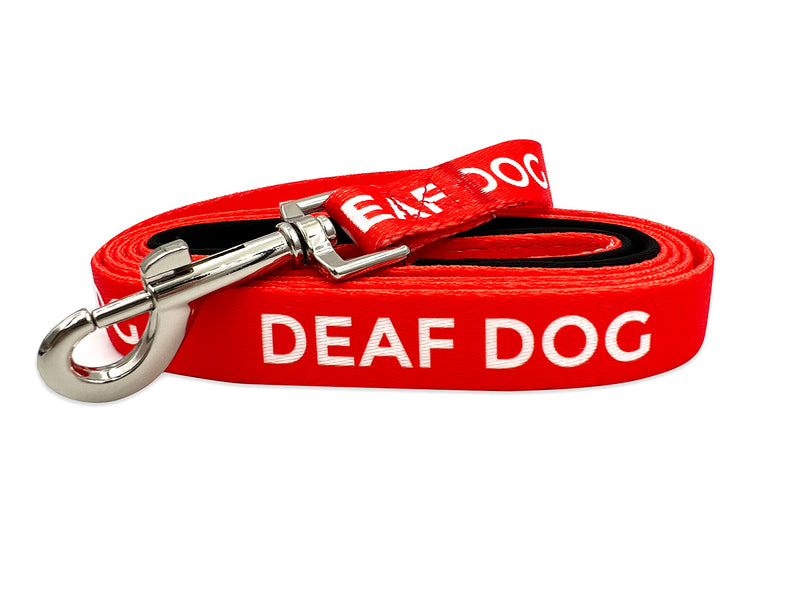 Deaf Dog Leash - Hard of Hearing Warning - Hearing Impaired Dog - No Limited Hearing - Deaf Alert Padded Handle Accessories for Small Medium Large Dogs (Red, Medium) Red - PawsPlanet Australia