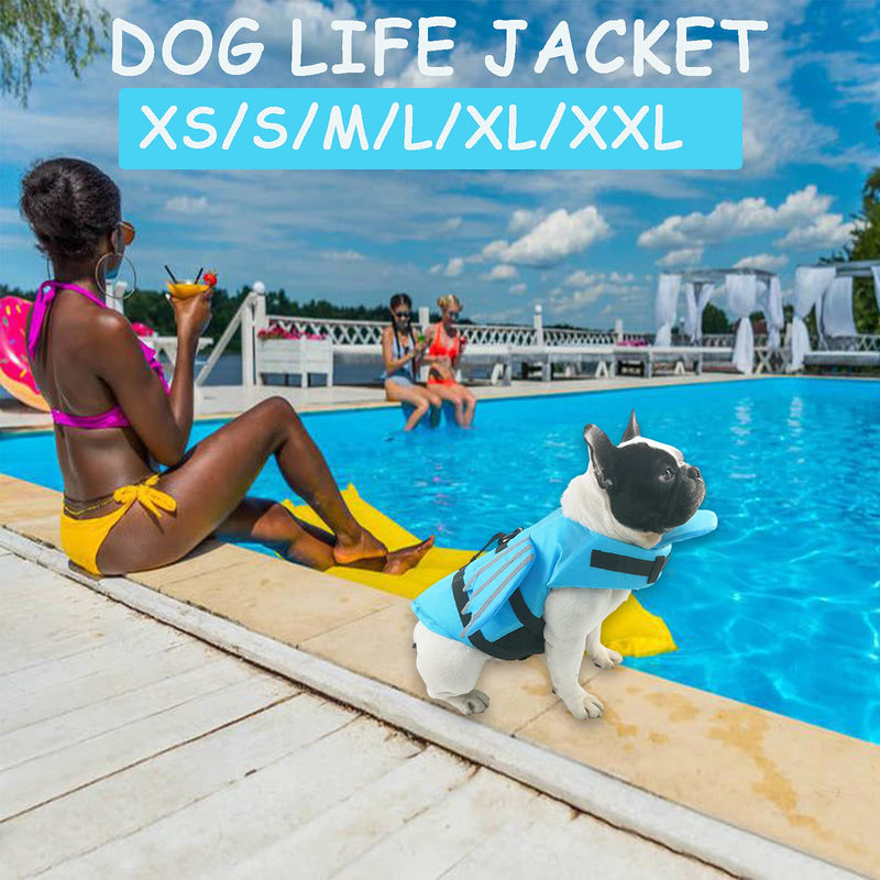 Hjyokuso Dog Life Jacket with Wings, Adjustable Reflective Pet Life Vests for Swimming with High Buoyancy & Rescue Handle, Safety Pet Lifesaver Flotation Suit for Small Medium Large Dogs (Blue,L) Large(Chest: 24.4-26.8) Blue - PawsPlanet Australia