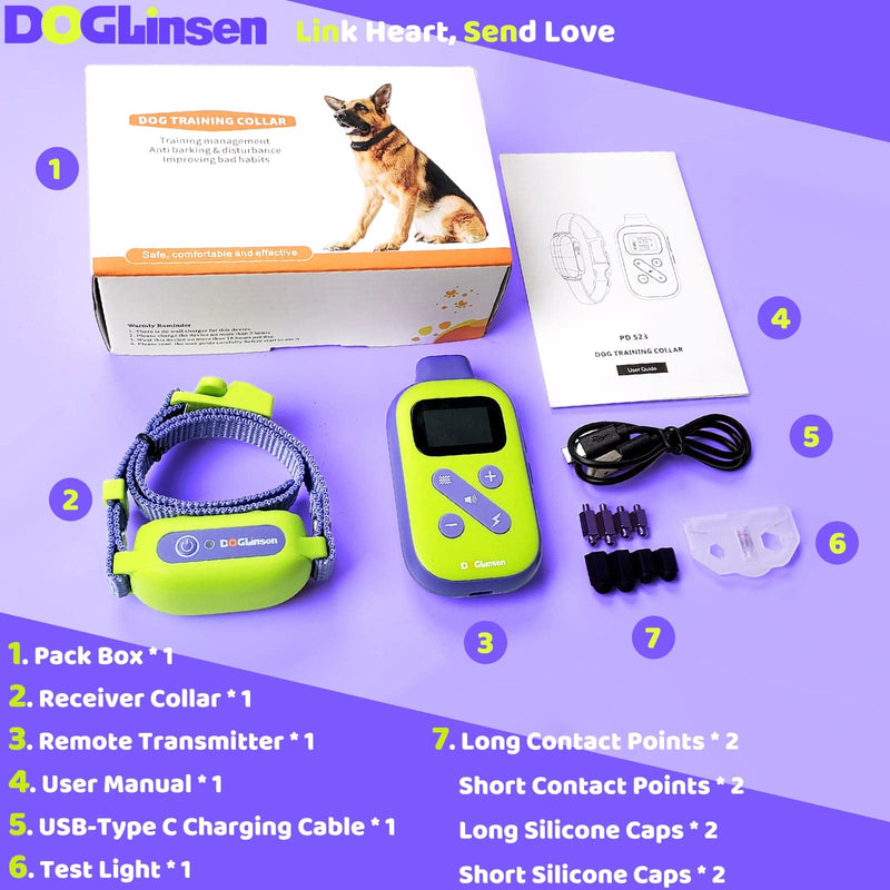 Dog Bark Collar with Remote, Shock Collar for Small Medium Large Dogs 10-110lbs, Dog Trainer Collar with Remote, 3/5 Mile Range, IP7 Waterproof, 3 Useful Modes (Beep, Vibration/Static1-100) - PawsPlanet Australia