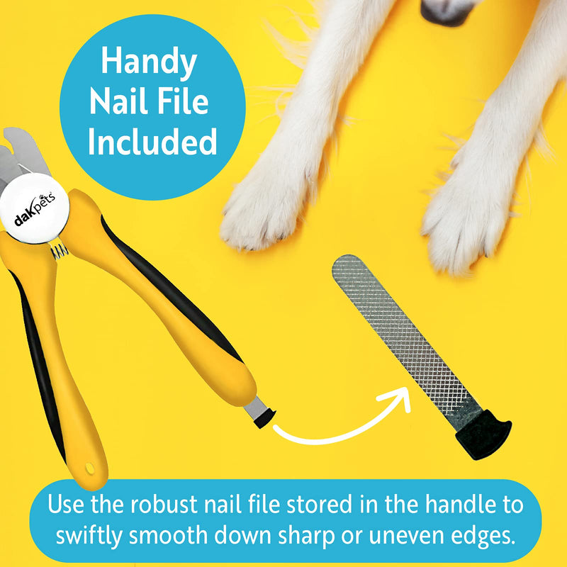 DakPets Dog Nail Clippers | Professional Dog Claw Clippers for Medium to Large Breeds | Pet Nail Clippers for Dogs with Safety Guard and Nail File | Clipper, Trimmer and Cutter for Nails and Claws Medium - Large Yellow - PawsPlanet Australia