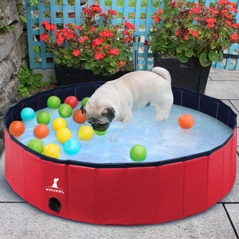 Wimypet S-L Foldable Dog Swimming Pool, Pet Dog Cat Bathing Tub Indoor Outdoor Puppy Pool,PVC non-slip with Reinforced Oxford Walls Bathing Tub Durable Dogs Paddling kids Pool in Yard Garden 120*30CM - PawsPlanet Australia