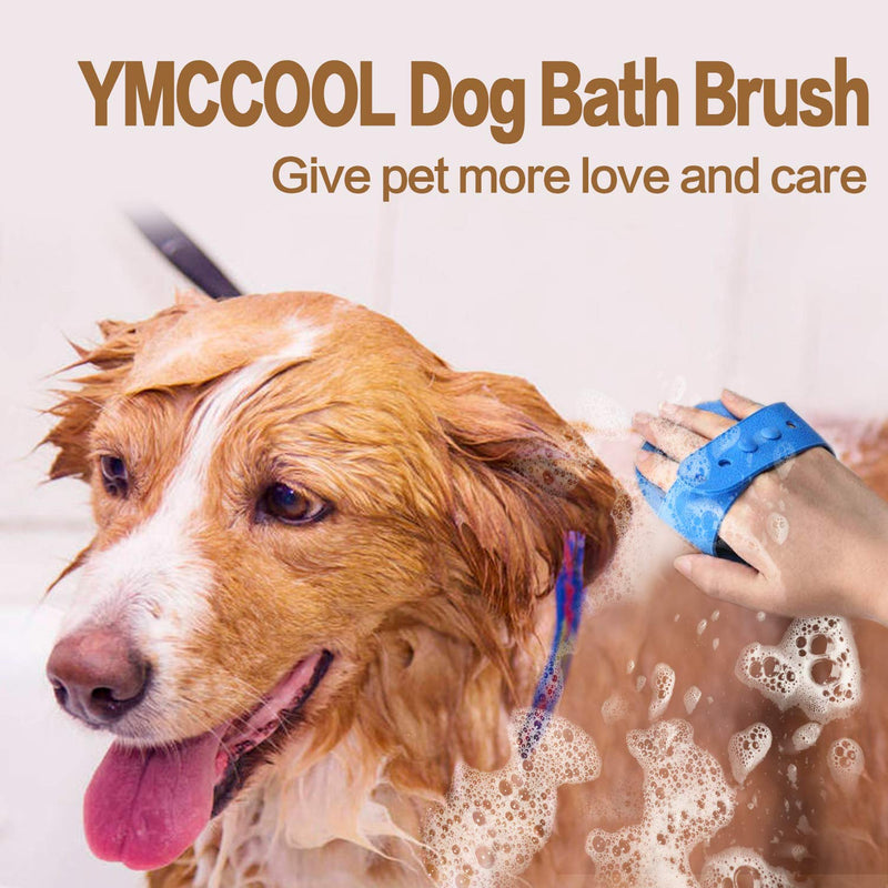 Pet Bath Brush for Dogs Cats ,YMCCOOL Pet Grooming Shampoo Brush 2pcs Soothing Massage Rubber Comb with Adjustable Ring Handle for Long Short Haired Dogs and Cats (Blue +Rose) bule + rose - PawsPlanet Australia
