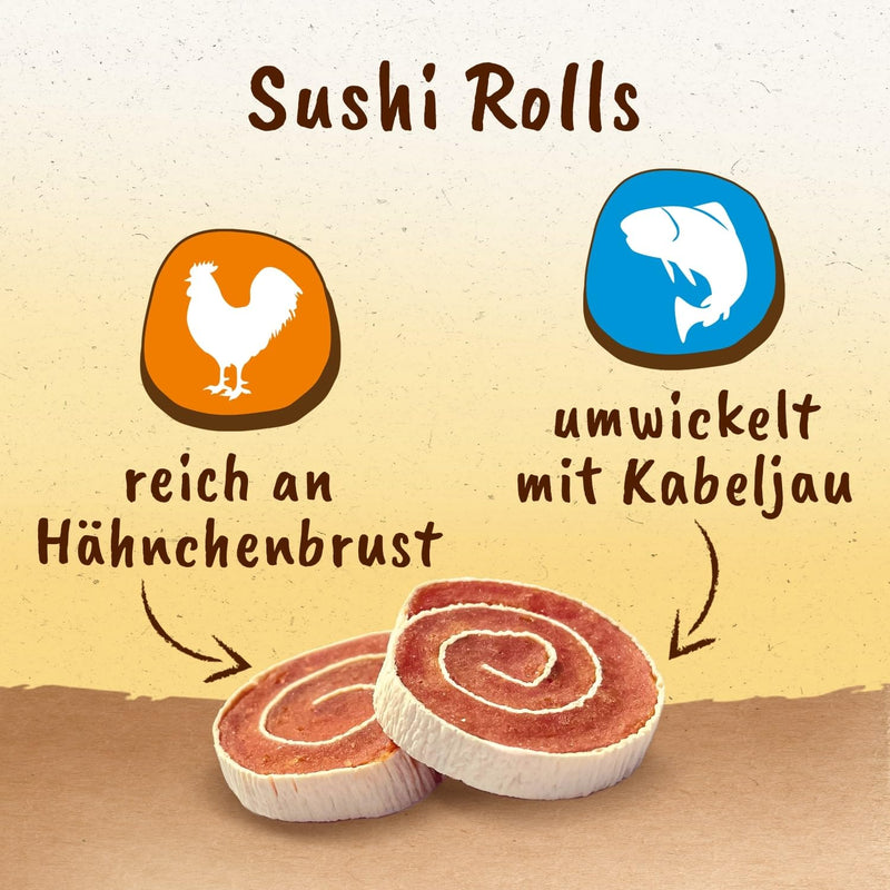 8in1 Tasties Sushi Rolls dog snack - gluten-free treats with cod & chicken breast, 85 g - PawsPlanet Australia