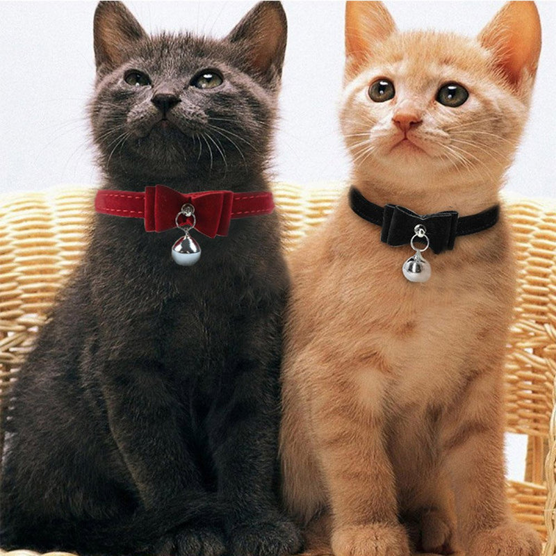 [Australia] - ASOCEA 2PCS Pet Cat Dog Adjustable Bowtie Collar Breakaway with Bell for Cats Kitty 