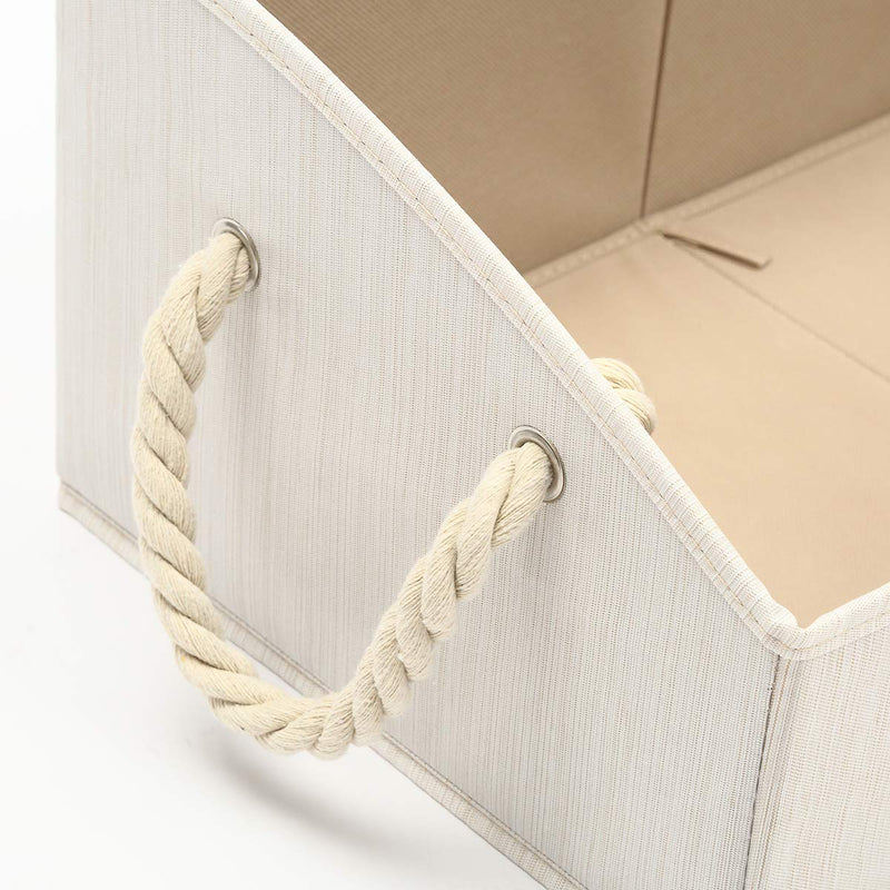 [Australia] - Geyecete Large cat Toys Storage Bins - Foldable Fabric Trapezoid Organizer Boxes with Cotton Rope Handle, Collapsible Basket for Shelves,cat Toys,cat Apparel & Accessories Beige 