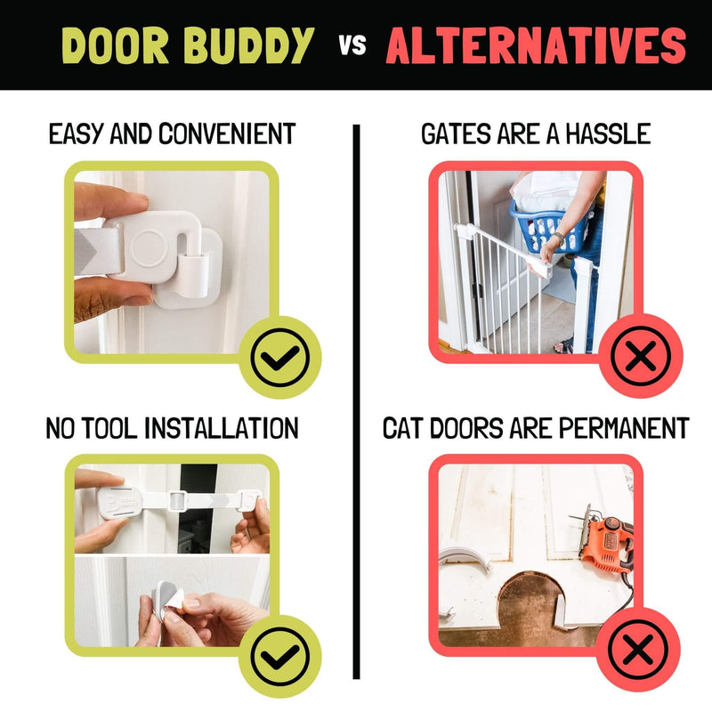 Door Buddy Adjustable Door Strap and Latch. Easy Way to Dog Proof Litter Box. No More Pet Gates or Cat Doors. Convenient Cat and Adult Entry. No Tools Installation. Stop Dog from Eating Cat Poop Today Caramel - PawsPlanet Australia