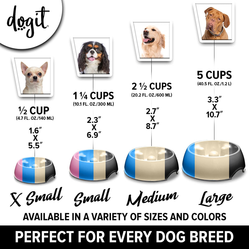 Dogit Go-Slow Anti-Gulp Dog Bowl, Large, 1.2 Litre, Blue - PawsPlanet Australia
