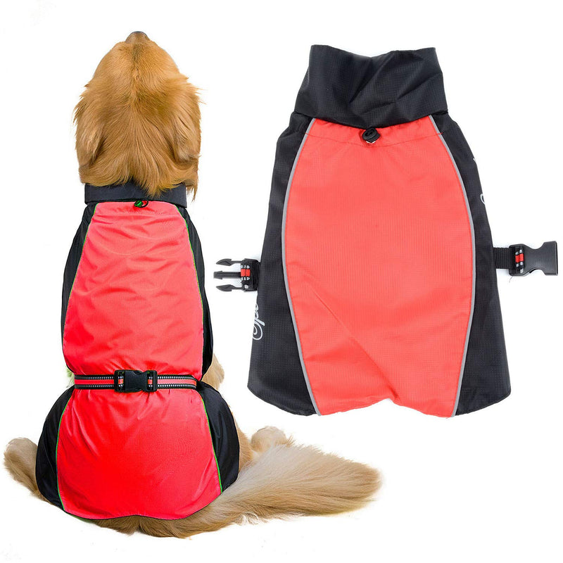 Zunea Waterproof Dog Raincoats for Medium Large Dogs Lightweight Reflective Jacket Safty Coat Windproof Mesh Lined Vest Clothes Outdoor Hunting Hiking Apparel for Wet Days Red 7XL 7XL (Neck:55cm; Back:65cm; Chest:85cm) red and black - PawsPlanet Australia