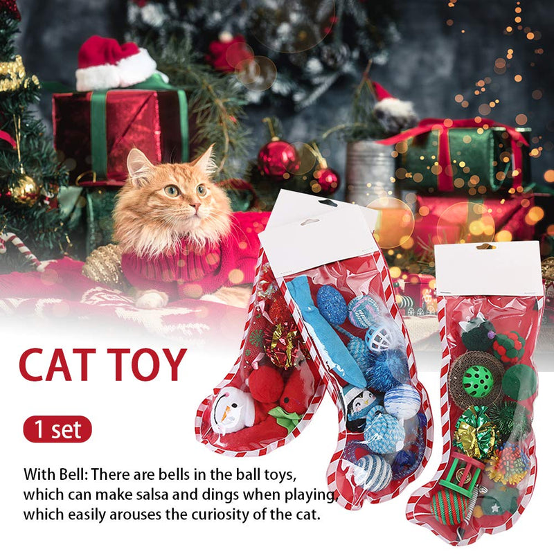 ZQEDY Cat Toy Filler,Funny Plush Squeaking Christmas Stocking Indoor Cat Toy Set Combination Gift Red - PawsPlanet Australia