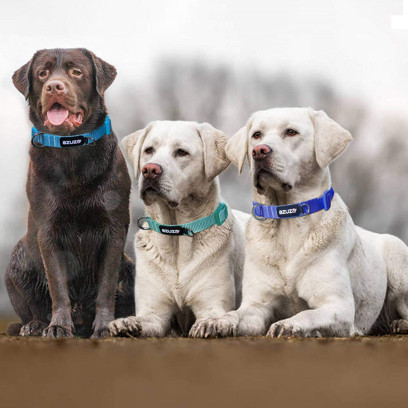 azuza 3 Pack Dog Collars, Soft & Comfortable Dog Collars for Small, Medium and Large Dogs, 4 Sizes and 2 Patterns XS (Neck:8'' - 12'') 3 Pack Nylon Collar Blue - PawsPlanet Australia