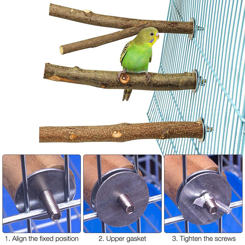 Gobesty Bird Perch Stand, Bird Cage Accessories, 5 PCS Bird Parrot Perches, Natural Wood Parrot Perch Bird Cage Branch for Parakeets Cockatiels Conures Macaws Finches Love Birds - PawsPlanet Australia