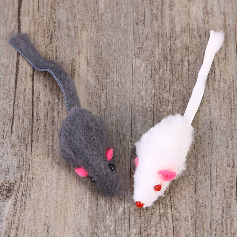 POPETPOP Durable Funny Mini Cute 6Pcs Interactive Plush Stuffed Mice Mouse Playings with Sound Squeaky Black and White for Cats Pet Kitten Kitty - PawsPlanet Australia