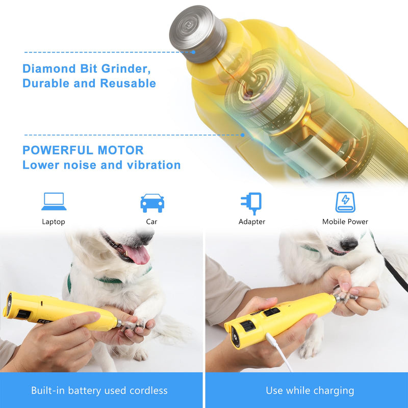 4UMOR Claw Grinder for Dogs 6 Speed with 2 LED Lights Claw Grinder Precise Efficient Safe Claw Care for Large Medium Small Dogs - PawsPlanet Australia